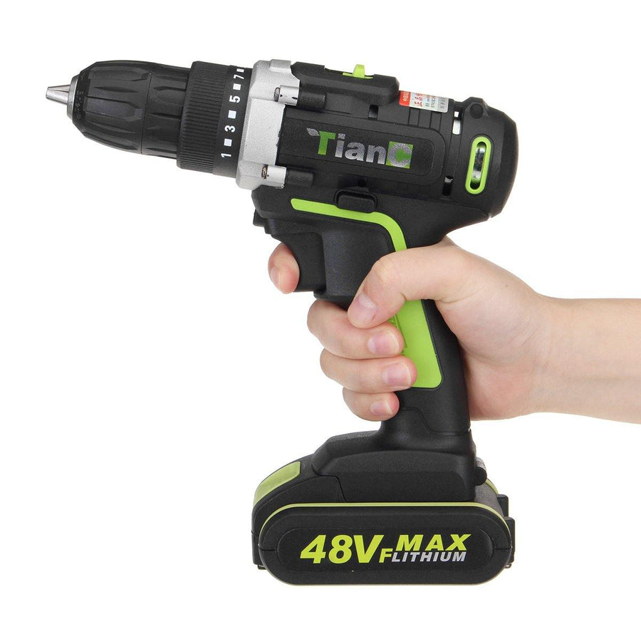 48V Electric Power Cordless Drill Screwdriver Woodworking Tool with 1/2pcs Rechargeable Batteries - MRSLM