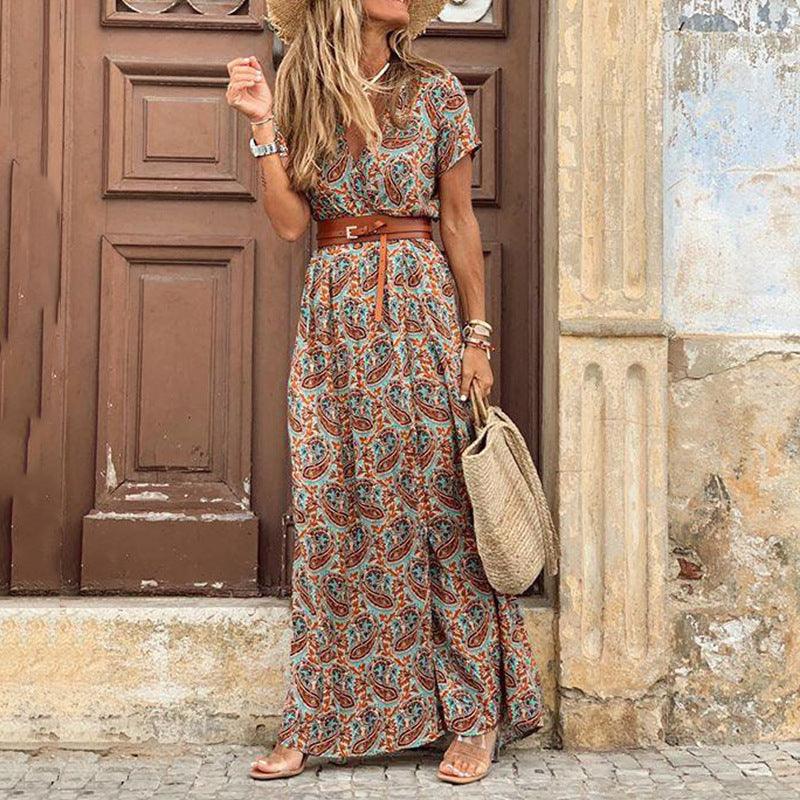 Women's V-neck floral dress, view 11 - MRSLM