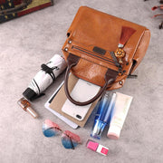 retro oil wax PU handbag, view 4 - MRSLM