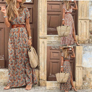 Women's V-neck floral dress - MRSLM