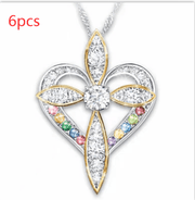 heart shaped cross pendant necklace, view 7 - MRSLM
