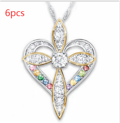heart shaped cross pendant necklace, view 7 - MRSLM