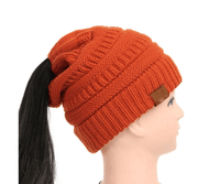High bun ponytail cable knit beanie, view 24 - MRSLM