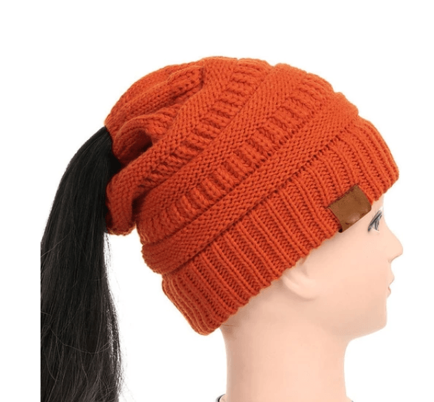 High bun ponytail cable knit beanie, view 24 - MRSLM