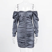 puff sleeve mini dress, view 9 - MRSLM