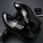 men's black tie oxford dress shoes, view 3 - MRSLM