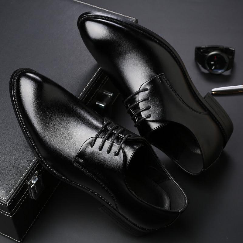 men's black tie oxford dress shoes, view 3 - MRSLM