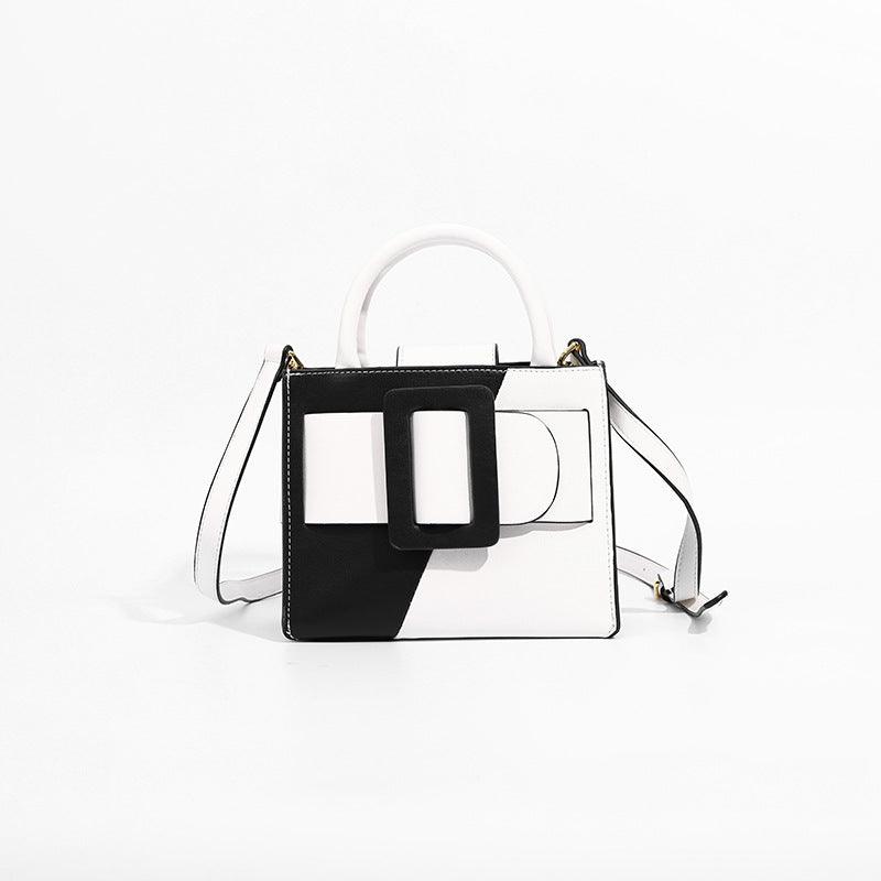 black and white one-shoulder messenger bag, view 4 - MRSLM