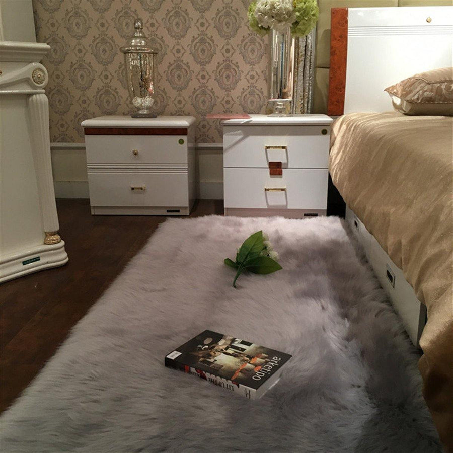 120x60cm Faux Wool Plush Rug Soft Shaggy Carpet Home Floor Area Mat Decoration - MRSLM