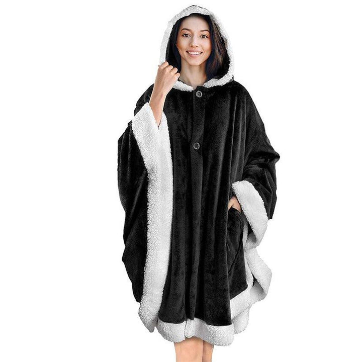 Flannel Double Pocket Soft Plush Cloak - MRSLM