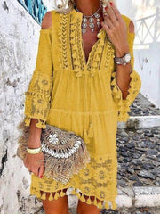 Women's lace fringed mid-length shirt, view 5 - MRSLM