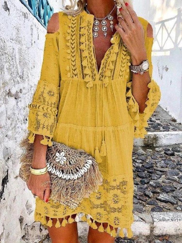 Women's lace fringed mid-length shirt, view 5 - MRSLM