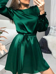 Women's puff sleeve midi dress, view 4 - MRSLM