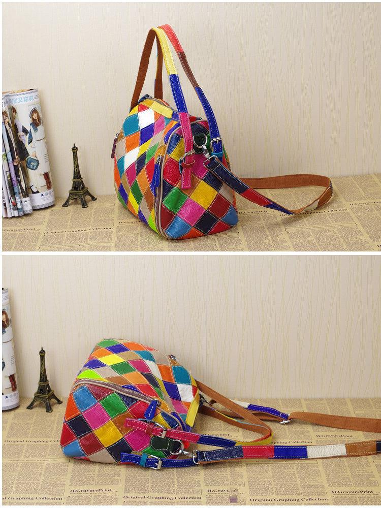 patchwork leather shoulder bag, view 7 - MRSLM