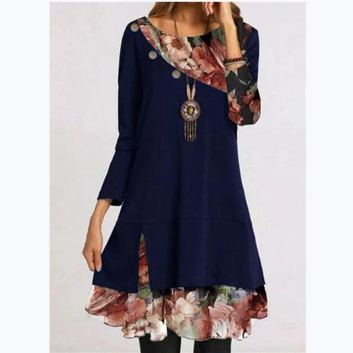 Spring New Women's Hot Style Fashion Chiffon Printing Loose Plus Size Dress - MRSLM