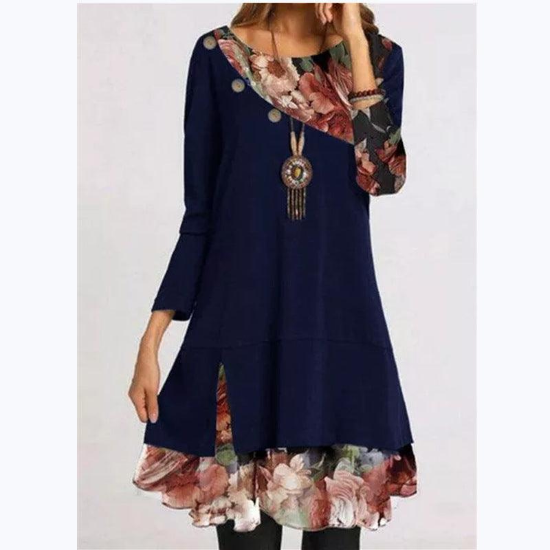 Women's chiffon printed loose dress, view 3 - MRSLM