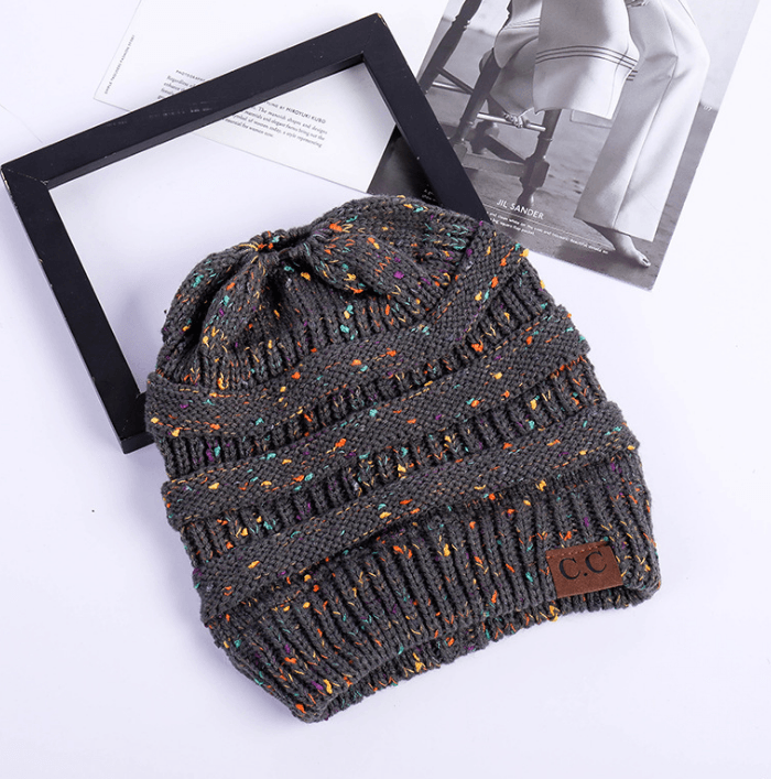 High bun ponytail cable knit beanie, view 6 - MRSLM