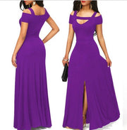 v-neck off-the-shoulder split long skirt, view 3 - MRSLM