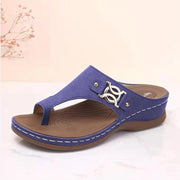 Women's large size wedge heel flip flop sandals, view 4 - MRSLM