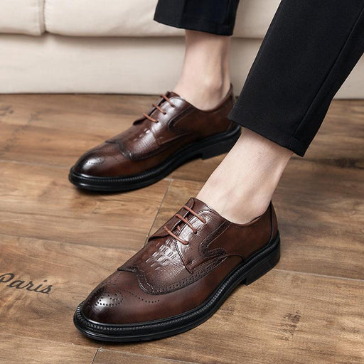 korean style pointed toe men's leather shoes - MRSLM