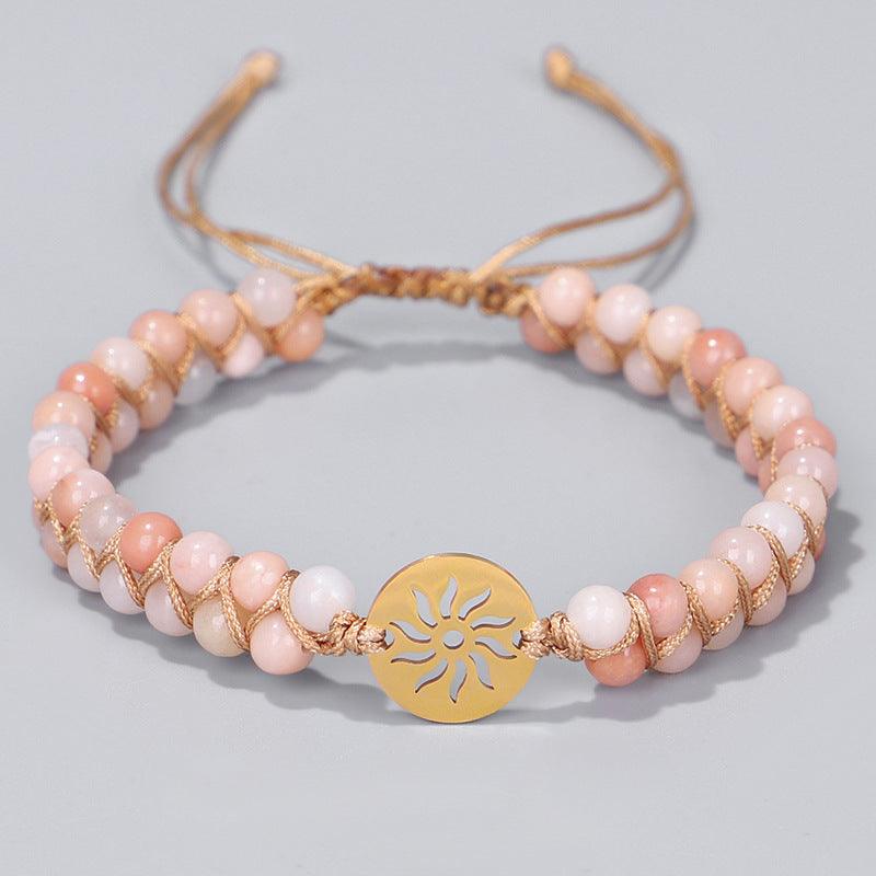 double layer hand-woven stone bracelet, view 2 - MRSLM