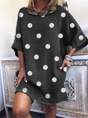 round neck loose printed dress, view 4 - MRSLM