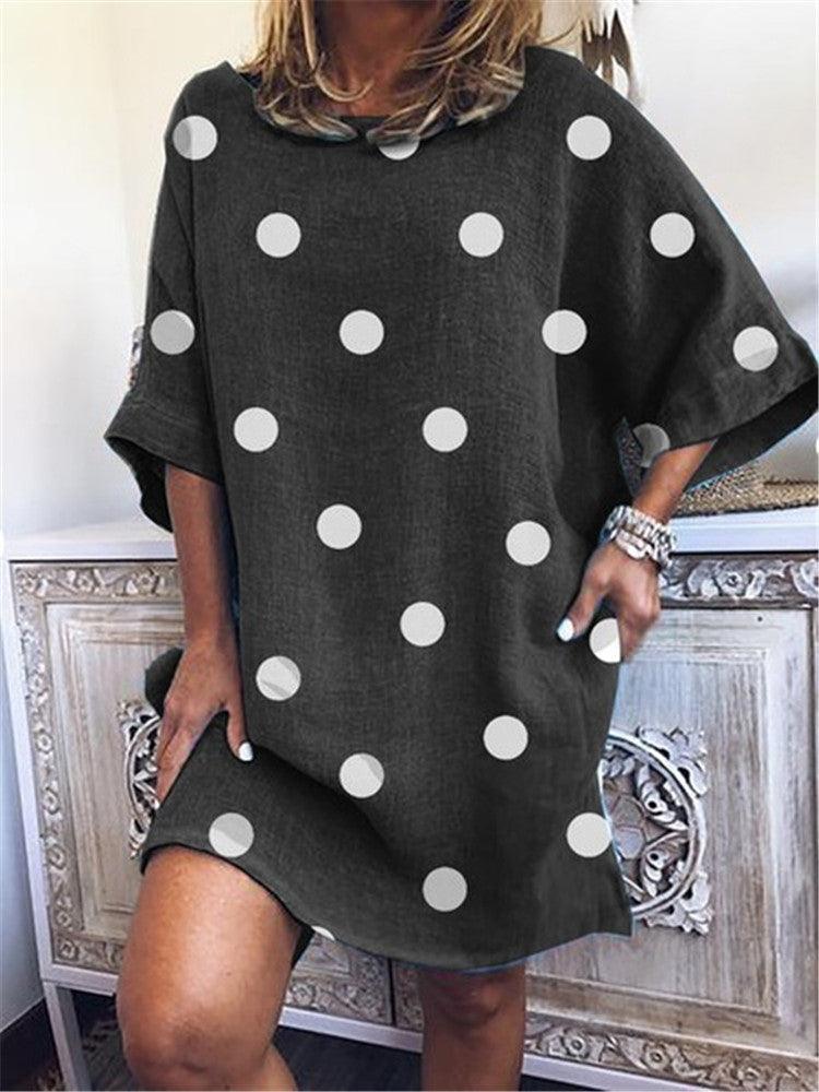 round neck loose printed dress, view 4 - MRSLM