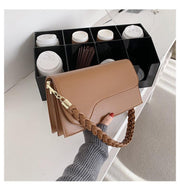 small woven pu messenger bag, view 5 - MRSLM