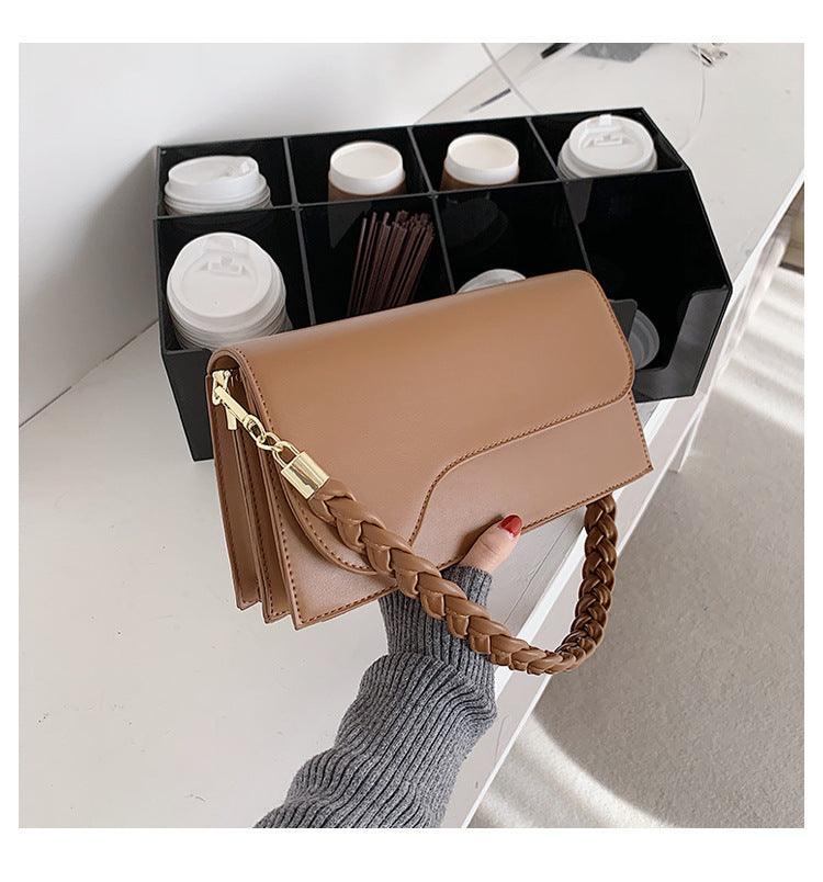 small woven pu messenger bag, view 5 - MRSLM