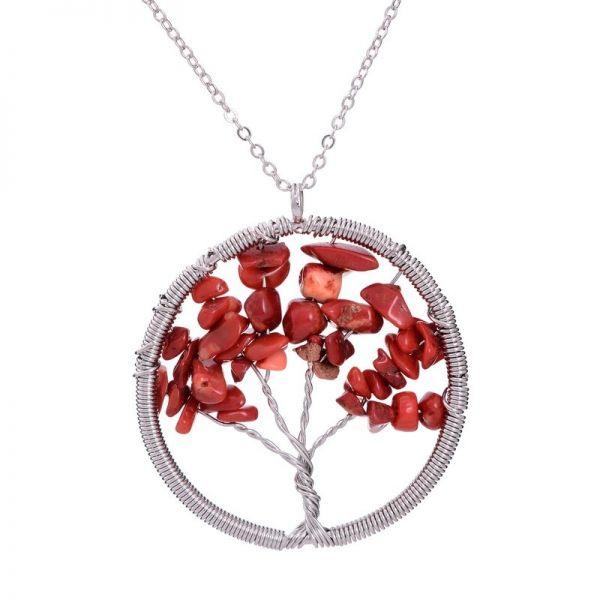 agate tree of life pendant necklace, view 8 - MRSLM