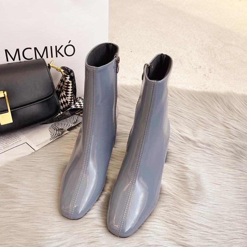Skinny square-toe Martin boots, view 3 - MRSLM