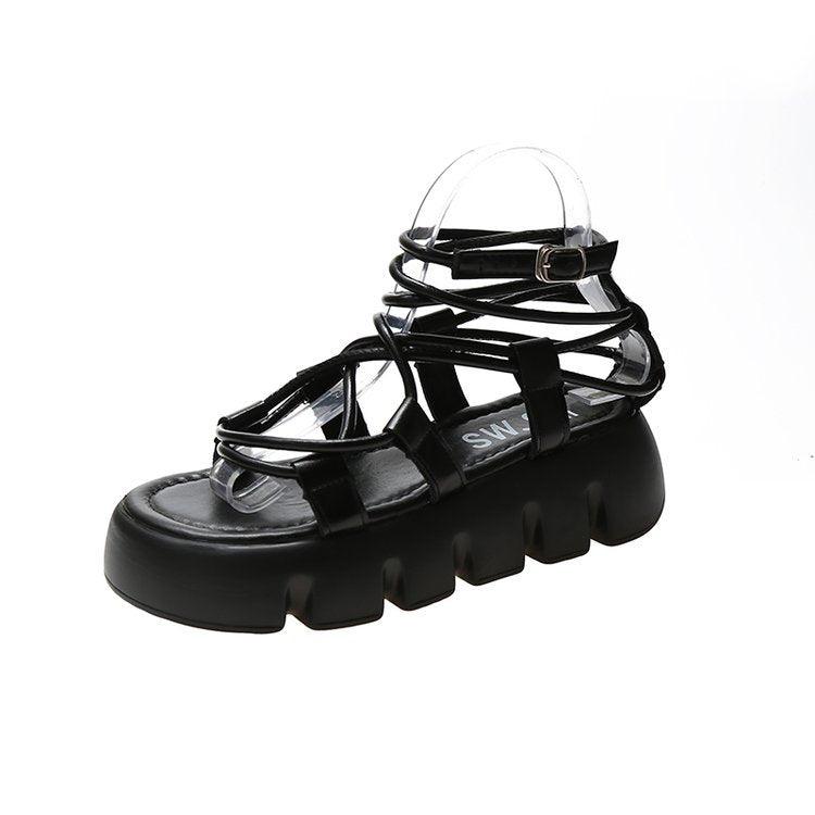Thick sole mesh velcro Roman sandals, view 3 - MRSLM