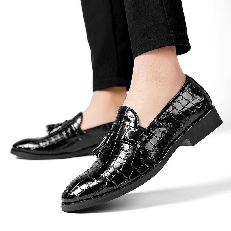 Men's vintage pointed toe snake pattern shoes, view 3 - MRSLM