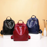 cowhide leather travel backpack, view 2 - MRSLM