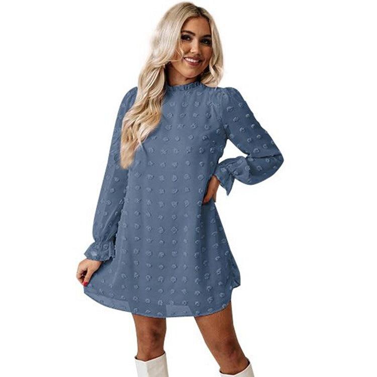 Bubble long sleeve chiffon midi dress, view 5 - MRSLM