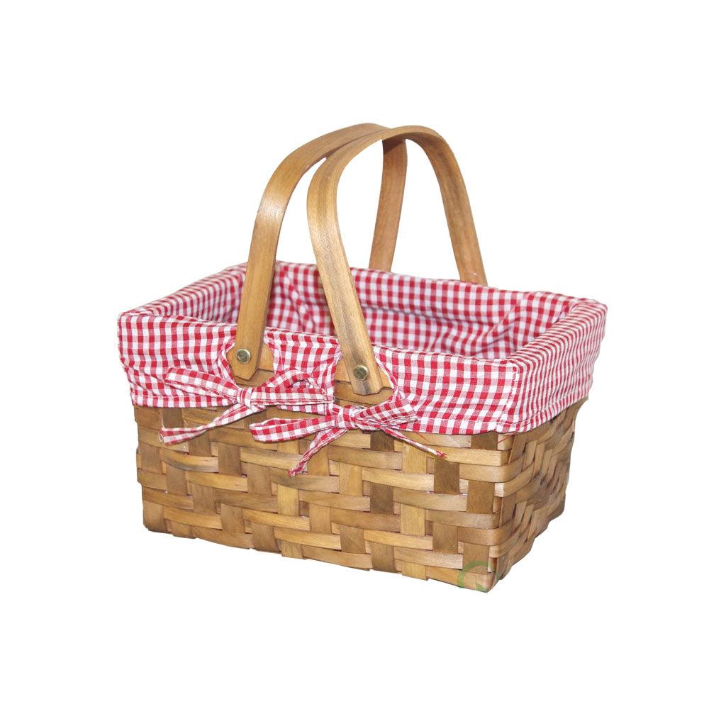 Small Rectangular Basket With Gingham Lining - MRSLM