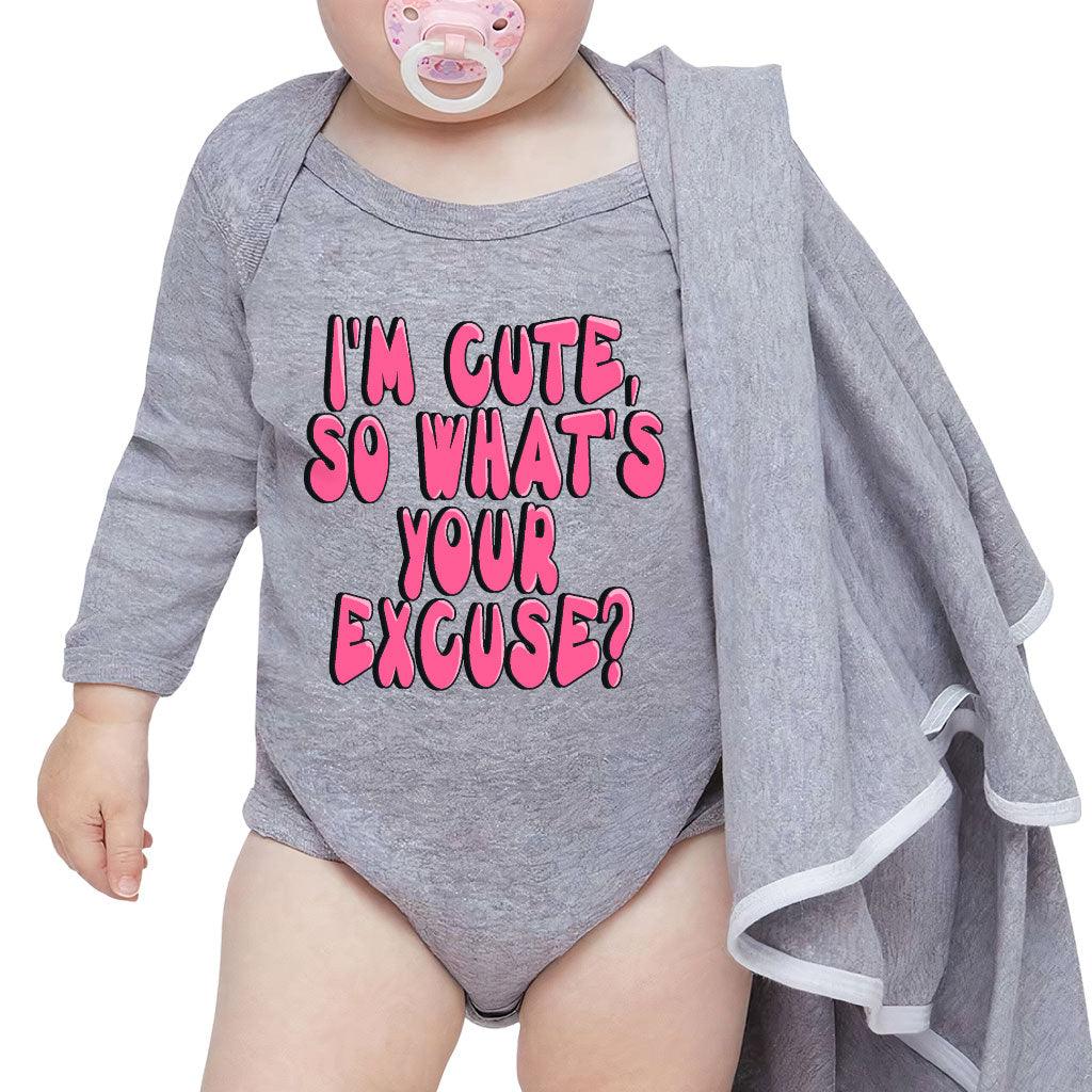 I'm Cute Baby Long Sleeve Onesie - Funny Baby Long Sleeve Bodysuit - Trendy Baby One-Piece - MRSLM