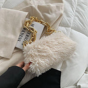 fluffy plush chain shoulder bag, view 5 - MRSLM