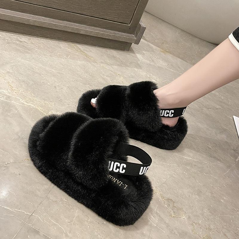 Thick-soled plush home slippers, view 4 - MRSLM
