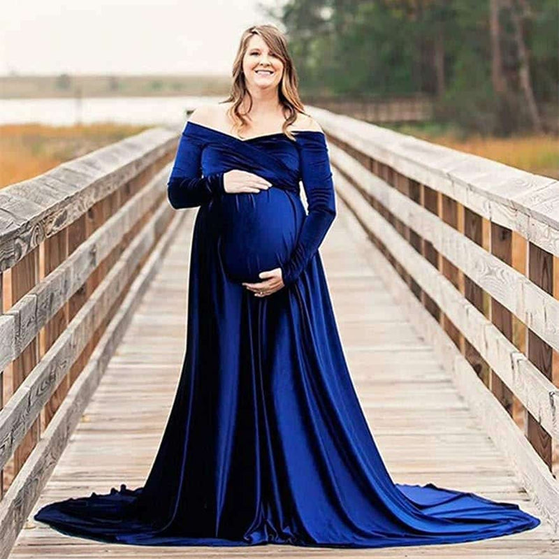 velvet maxi long maternity dress, view 11 - MRSLM