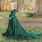 velvet maxi long maternity dress, view 2 - MRSLM