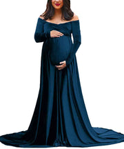 velvet maxi long maternity dress, view 4 - MRSLM