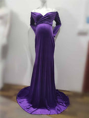 velvet maxi long maternity dress, view 8 - MRSLM