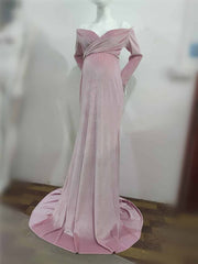 velvet maxi long maternity dress, view 9 - MRSLM