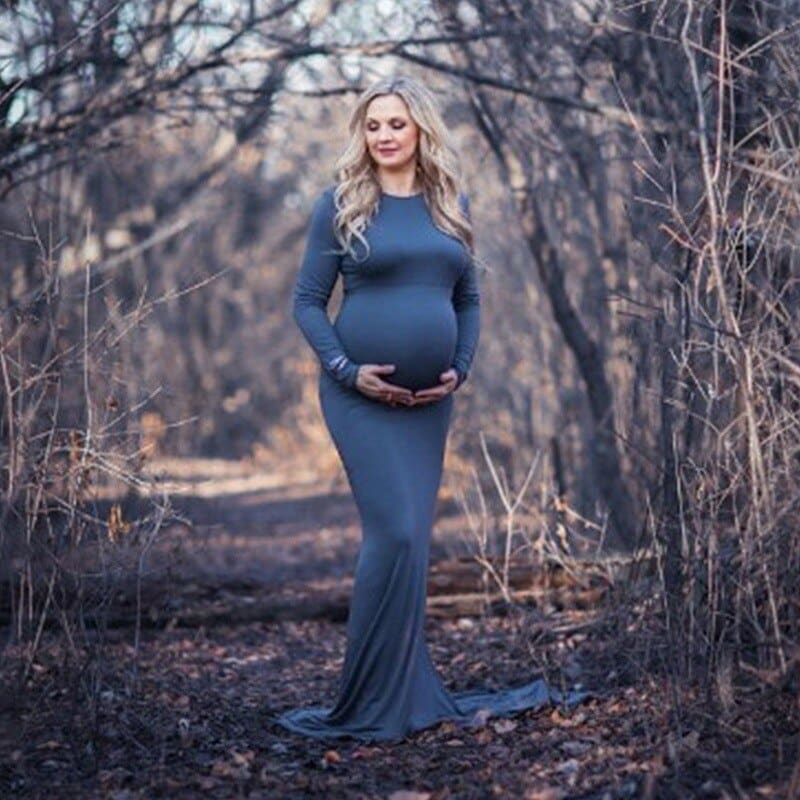 women's long maternity dress, view 4 - MRSLM
