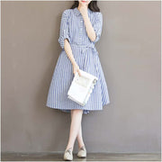cotton striped dress for pregnant women, view 3 - MRSLM