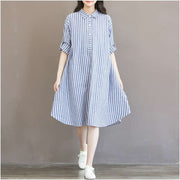cotton striped dress for pregnant women, view 4 - MRSLM