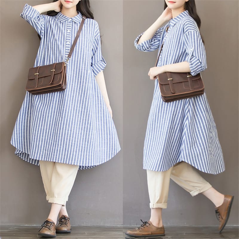 cotton striped dress for pregnant women - MRSLM