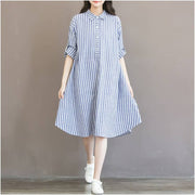 cotton striped dress for pregnant women, view 2 - MRSLM