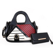 Women's patchwork house pattern handbag, view 4 - MRSLM